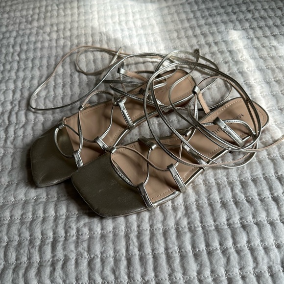 Elegant Silver Strappy Sandals - Picture 1 of 1